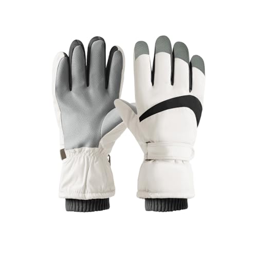 Feelorna Women Ski Gloves, Windproof Thermal Touchscreen Gloves Waterproof Winter Warm Snow Glove for Skiing Cycling Outdoor Sports (White Black)
