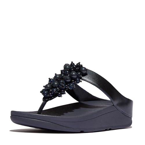 Fitflop Sandalias Fino con cuentas de bola para mujer, Navy, 36 EU