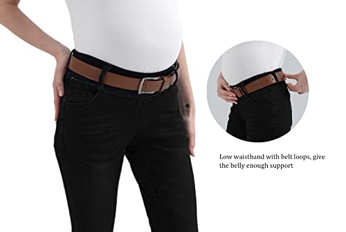 Foucome Women's Maternity Jeans Under The Belly Comfy Stretch Denim Jeggings (Black, M) #TOP1
