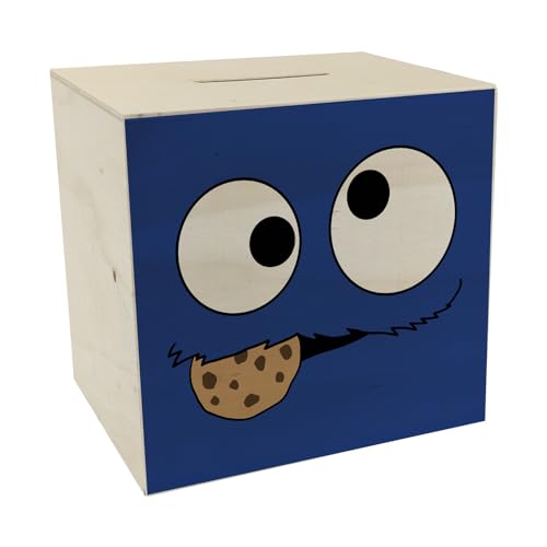 Keks-Monster Spardose aus Holz Lustige Keks-Monster Spardose aus Holz - Blau Ideal für Cookie-Liebhaber Krümelbewacher Süßigkeitengeld