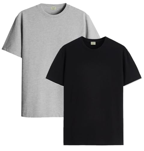 Image of ADRO Men's Cotton Regular Fit Combo Plain Solid T-Shirt Pack of 2