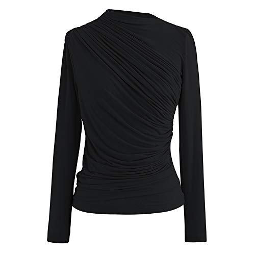 Image of CHICWISH Women's Mock Neck Ruched Long Sleeves Knit Top