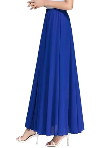 Women's Bohemian Elastic Waist Band Pleated Retro Maxi Long Skirt Dress2