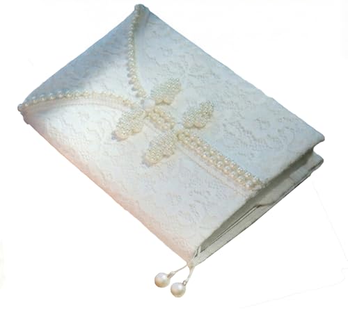 Étui Bible blanc de mariage en dentelle perlée de haute qualité