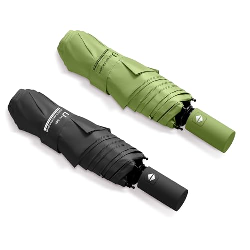 Image of BAODINI Small UV Protection Travel Umbrella Compact for Rain and Sun UPF 50+ Windproof Portable 42 inch Umbrella for Women and Men