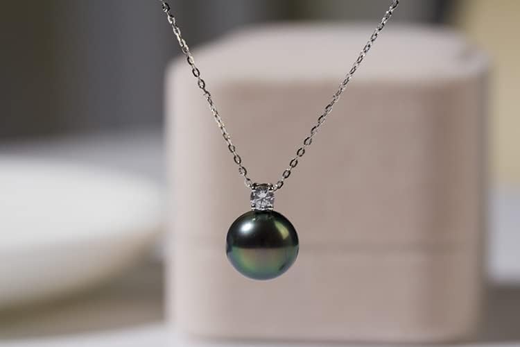 Anniversary Birthday Gfits for Wife - Tahitian Black Pearl Necklace- Gifts for Women Mom Girlfriend Her Christmas Mothers Day Valentine's Day Fine Jewelry Gifts Real 9-10mm Pearls Pendant - Image 2