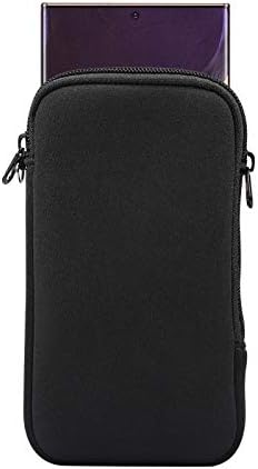 Neoprene Cell Phone Pouch Sleeve Cover Carrying Case w Neck Lanyard for iPhone 13 mini 12 Mini 11 Pro XS X, iPhone SE (2020) 8 7 6S, Samsung Galaxy S10e S7 J3, Blu Studio Mini, Blade A3 Lite (Black-S)