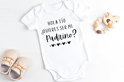 Hola Tio Quieres Ser Mi Padrino Baby Bodysuit | Uncle | Baptism Jumpsuit | Godfather | Bautizo3