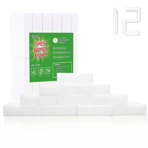 ISDGER Magic Sponge Eraser, 12 Pack Melamine Sponge, GRS Certified