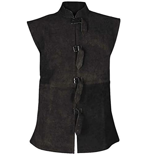 Mens Faux Leather Suede Vest Retro Gothic Steampunk Waistcoat Casual Western Cowboy Vest Jacket Slim Fit Vest Waistcoat2
