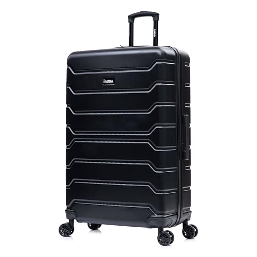 Image of InUSA TREND Luggage with Spinner Wheels | Durable lightweight Hardside Suitcase, Travel Bag with Handle and Trolley | 32-inch Extra-Large Checked luggage | Black