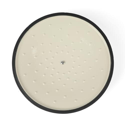 Martha Stewart 3.5-Quart Enameled Cast Iron Dutch Oven Braiser – Linen with Gold Knob – Durable Heavy-Duty Braising Pot for Slow Cooking and Searing