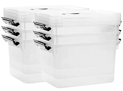 Jujiajia 6 Quart Clear Storage Latch Box/Bins, 6-Pack Plastic Container With Latches And Lid #TOP7