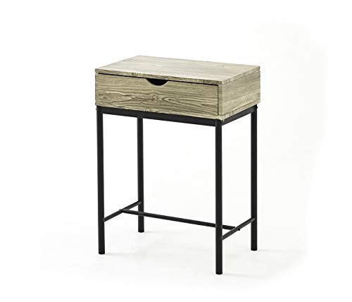 Greenhurst Kubik Console Table with Drawer Mesa Auxiliar, Acero, Grano de Madera, Color Negro, Talla única