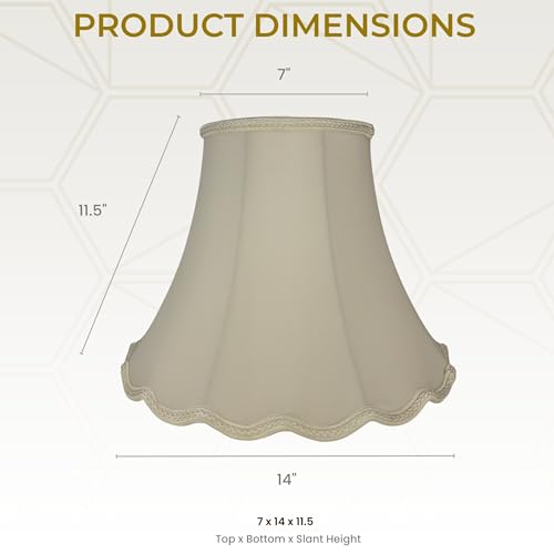 Image of Royal Designs, Inc. Scalloped Bell Designer Lamp Shade, DSO-83-14BG-2, Beige, 7 x 14 x 11.5, Set of 2