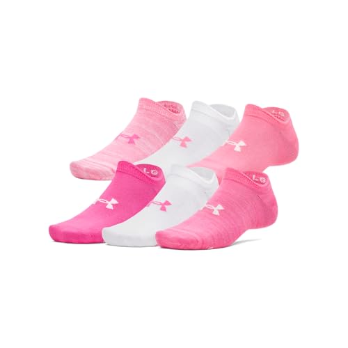 Under Armour Unisex Essential No Show Socks 6 Pack, (672) Super Pink/White/White, X-Large by Under Armour - Used condition - US$12.17