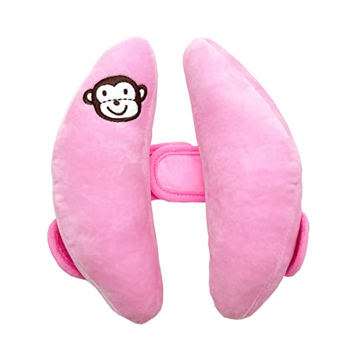 Image of Adjustable Travel Pillow for Toddler, Portable Head Support for Car Seats for Newborn, Banana Stroller Headrest Pillow for Baby, Headrest Head Protection Pillow, Pink