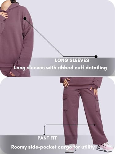 Image of GRECIILOOKS Co-ord Set for Women Stylish | Warm Hooded Hoodie & Pant Set | Winter Wear Womens Dress | Casual Travel & Loungewear Outfit | Oversized Loose Fit Winter Hoodie set