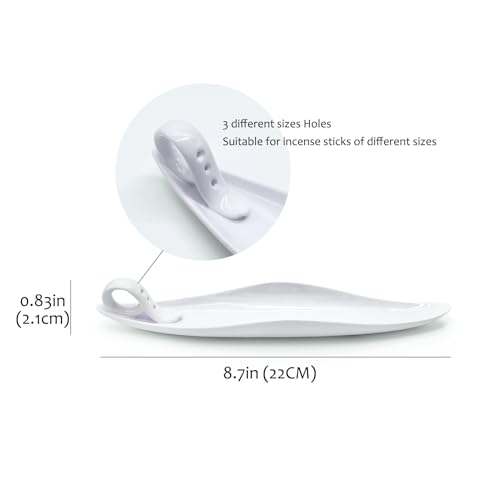 Yieneng WHITE PORCELAIN INCENSE HOLDER For Sticks, 3 Holes For Different Size Incense thumb #2
