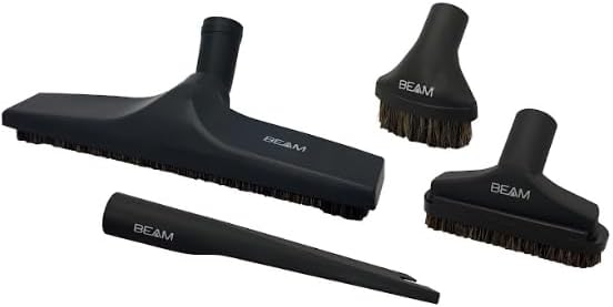 Beam Central Vacuum Brush Kit 12" Floor Brush with Attachments - 4 Piece Vacuum Accessories Set | Upholstery, Crevice, Dusting Tools - Parts & Accessories
