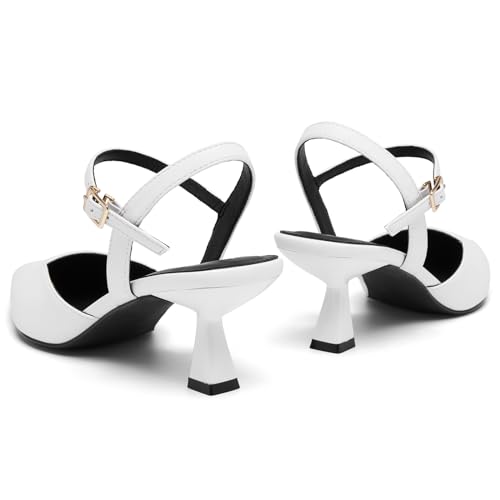 Women's Slingback Kitten Heels Closed Pointed Toe Pumps Dressy Strappy Ankle Office Low Heel Work Dress Shoes4