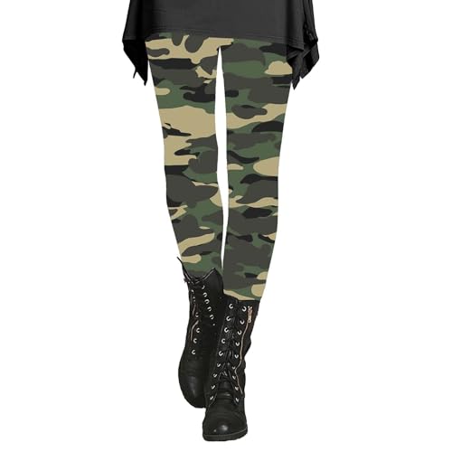 Legging camouflage élastique taille haute pour femme - Legging de sport imprimé camouflage militaire - Imprimé léopard - Vêtement de sport - Contrôle du...