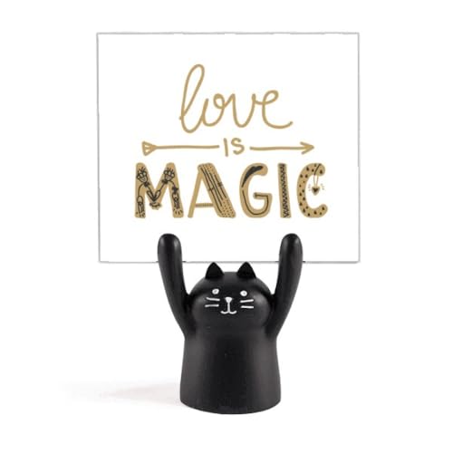 Porte-mémo chat noir avec citation inspirante pour bureau et maison