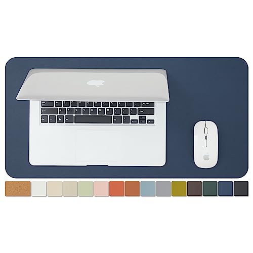 ナチュラルコルク &PU両面デスクマット、大型マウスパッド、デスクプロテクター、防水キーボードマット、オフィス/家庭/ゲーム/装飾に最適（濃紺、60cm*30cm）