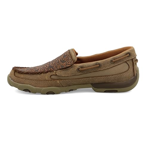 Image of Twisted X Women's Slip-On Driving Moc, Moc Toe, Bomber & Tooled Brown, 10 M