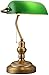 Produktbild Schreibtischlampe Retro Banker Lampe grün Vintage Tischlampe mit grünem Glasschirm und Zugschalter Antike Nostalgie-Bürolampe mit Messingsockel E27