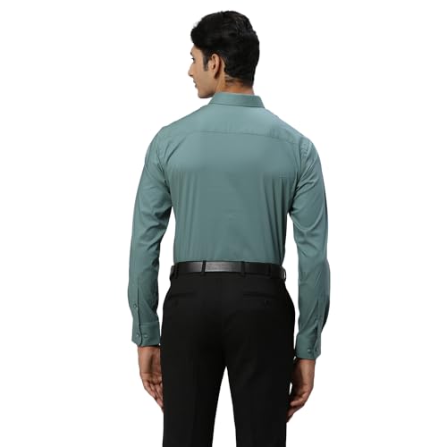 Image of Park Avenue Men's Solid Pattern Slim Fit Cotton Blend Full Sleeve Semi Cut Away Collar Formal Shirt