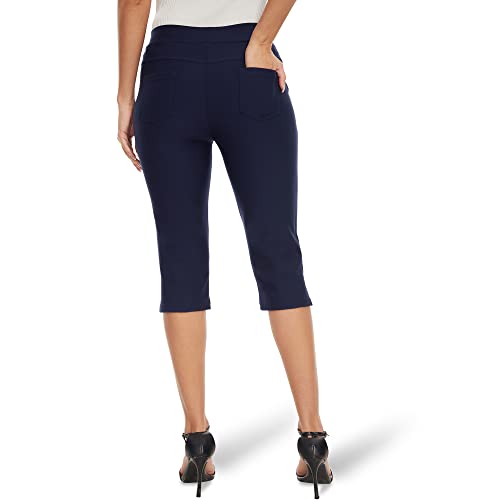 Image of Ginasy Capri Pants for Women Casual Summer Dressy Pull On Stretch High Waisted Crop Work Leggings with Pockets