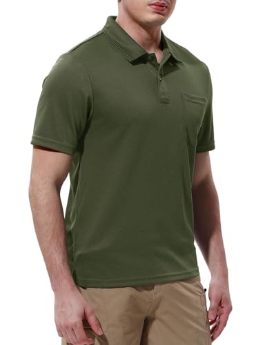 Image of Rdruko Men's Polo Shirts Short Sleeve Quick Dry Outdoor Golf Sports Shirts with Pocket