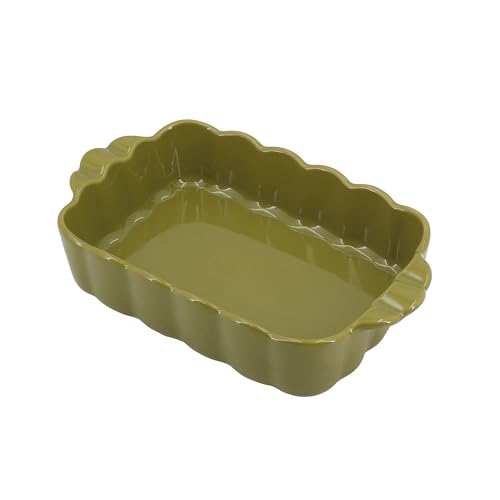 MENASTYL - Plat à four rectangulaire Fiorella en grès vert 22 x 13 cm compatible four, micro-ondes, lave-vaisselle, réfrigérateur, plat à gratin élégant et résistant pour cuisson lente – 3356190