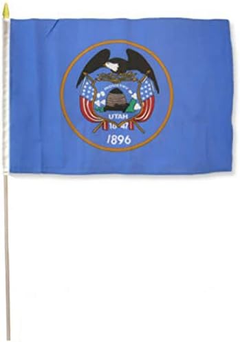 AES 12x18 12"x18" State of Utah Stick Flag 30" Wooden Staff image 3