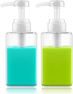 Dozownik mydła Plastikowa butelka z pompką wielokrotnego napełniania, 2x450ml pojemniki na płyn do łazienki Kuchnia, szampon/prysznic (przezroczyste)
