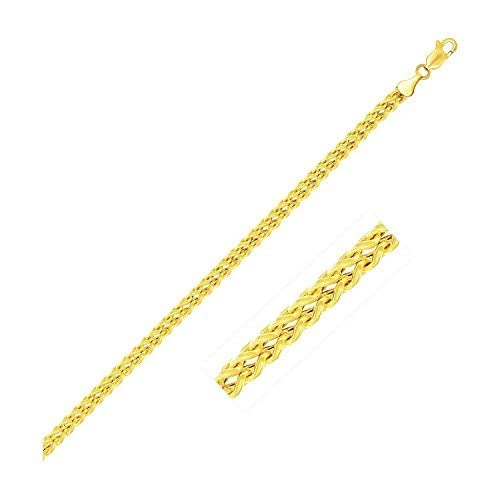 14K Real Yellow Gold 3.2Mm Shiny Diamond-Cut Square Franco Chain Necklace Or Bracelet For Pendants And Charms With Lobster-Claw Clasp (18", 20" 22" Or 24 Inch) Womens Solid Franco Chains Jewelry #TOP1