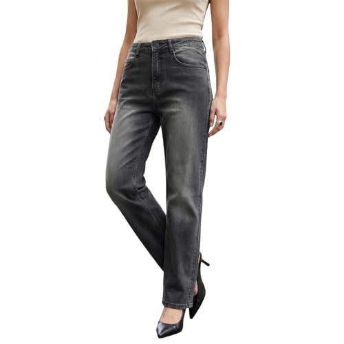 Image of Urbano Fashion Women's High Rise Straight Fit Washed Jeans Non-Stretchable
