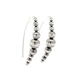 SOLID 925 STERLING SILVER: These carefully crafted beaded threader hoop earrings made entirely of hypoallergenic 925 sterling silver including Navajo Pearl style beads, ensuring quality, durability, and safety for sensitive skin. We prioritize your w...