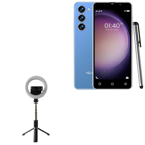 BoxWave Stand and Mount Compatible with Livrdious S23 - RingLight SelfiePod, Selfie Stick Extendable Arm with Ring Light - Jet Black