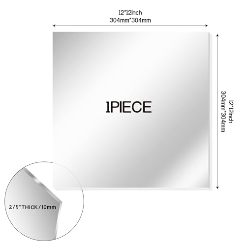 Image of Plexiglass Sheets 12 inch X12 inch Square Panel ， 3 /8 inch Thick（10MM） Transparent Plastic Plexi Glass Board， Cut to Size Plexiglass,Clear Acrylic Sheet ，Acrylic Board,Acrylic Panel Sign