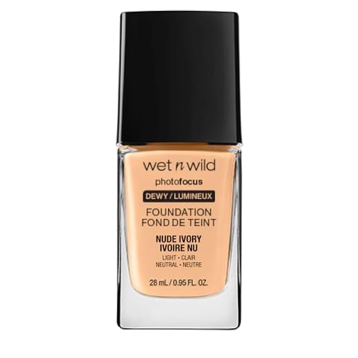 Wet n Wild, Base de Maquillaje Photo Focus Dewy, Base de Maquillaje Ligera con Fórmula Nutritiva y de Larga Duración, Cobertura Ajustable, para Pieles Normales a Secas, Vegana, Beige Suave