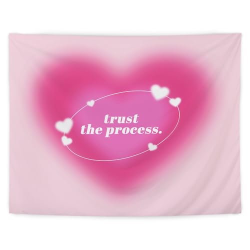 LUVADIAN Y2K Hot Pink Aura Tapestry - Esthetisch roze wandtapijt voor tienermeisjes kamer slaapzaal, roze kamerdecoratie, schattige kamerdecoratie roze, roze muurdeken decor, 50 x 60 inch (felroze)