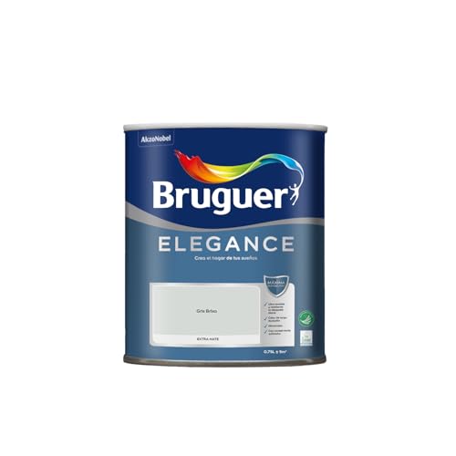 Bruguer ELEGANCE Pintura Monocapa ExtraMate, Paredes y Techos, Interior, Exterior protegido, Alta Durabilidad, UltraLavable, Resistente al Desgaste y Manchas Gris Brisa 750 ml