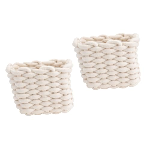 Corbeille rangement panier en coton tissé haut de gamme blanc pour intérieur épuré