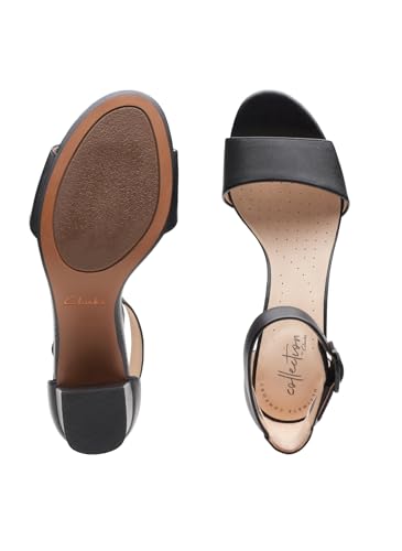 Clarks Deva Mae, Escarpins bride cheville Femme, Noir (Black Leather), 40 EU