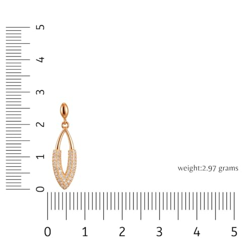 Image of Nilu's Collection Rose Gold Plated American Diamond Drop Earrings for Women And Girls | Anti-Tarnish | Anti-Allergy | Office Wear | Gift For Her