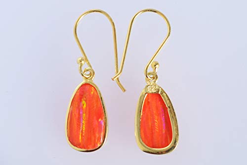 Boucles d'oreilles opales de feu anti-allergie cabochon argent