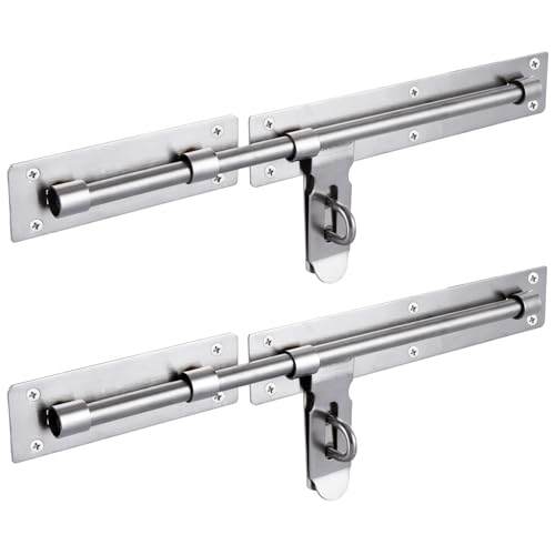 ASelected 2 Pcs Gate Bolt Lock 14 in(355Mm) Heavy Duty Door Lock Stainless Stee Gate Bolts for Garden Gate Stables Wooden Gates(Silver)