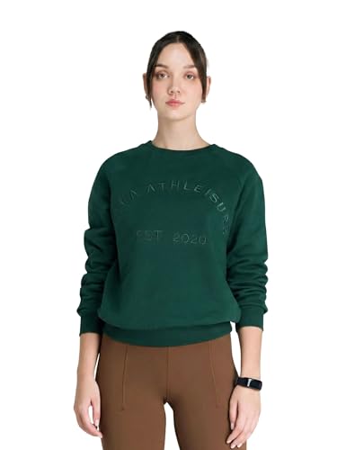 Image of CAVA Essential Sweatshirt for Women | Brushed Fleece, Round Neck, Full Sleeves, Ribbed Cuffs, Embroidery Detail | Cozy Loungewear & Travelwear